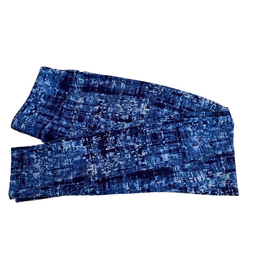 1411 LuLaRoe Leggings Size OS Light Blue and Navy Geometric Print New